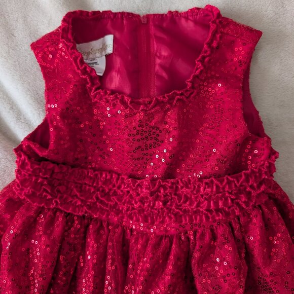 Red sparkly sequin ruffle dress - Picture 4 of 8